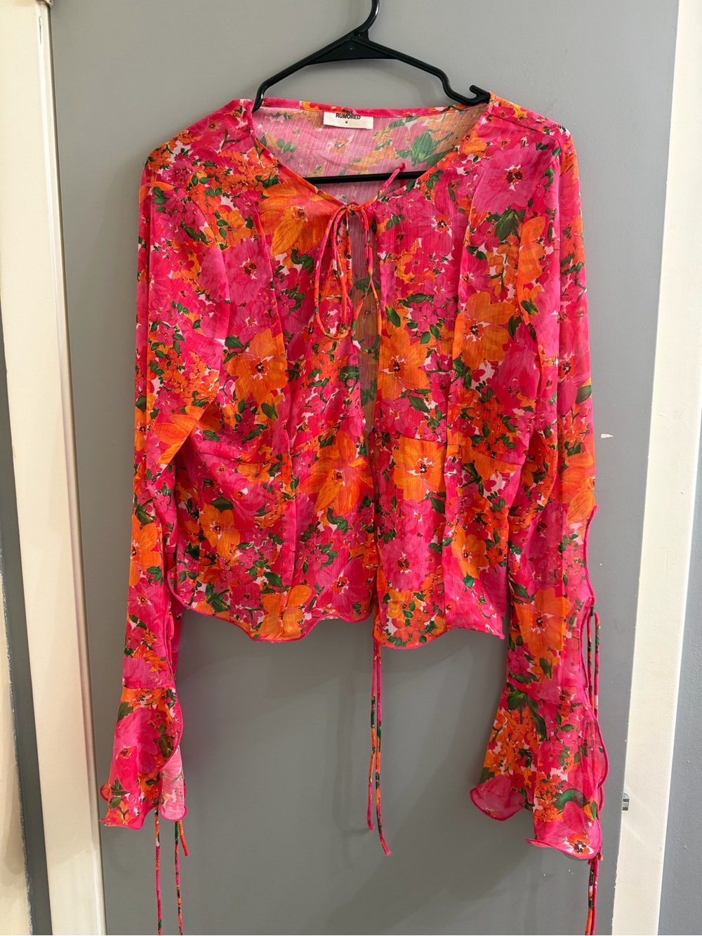 Rumored Sheer floral long sleeve top